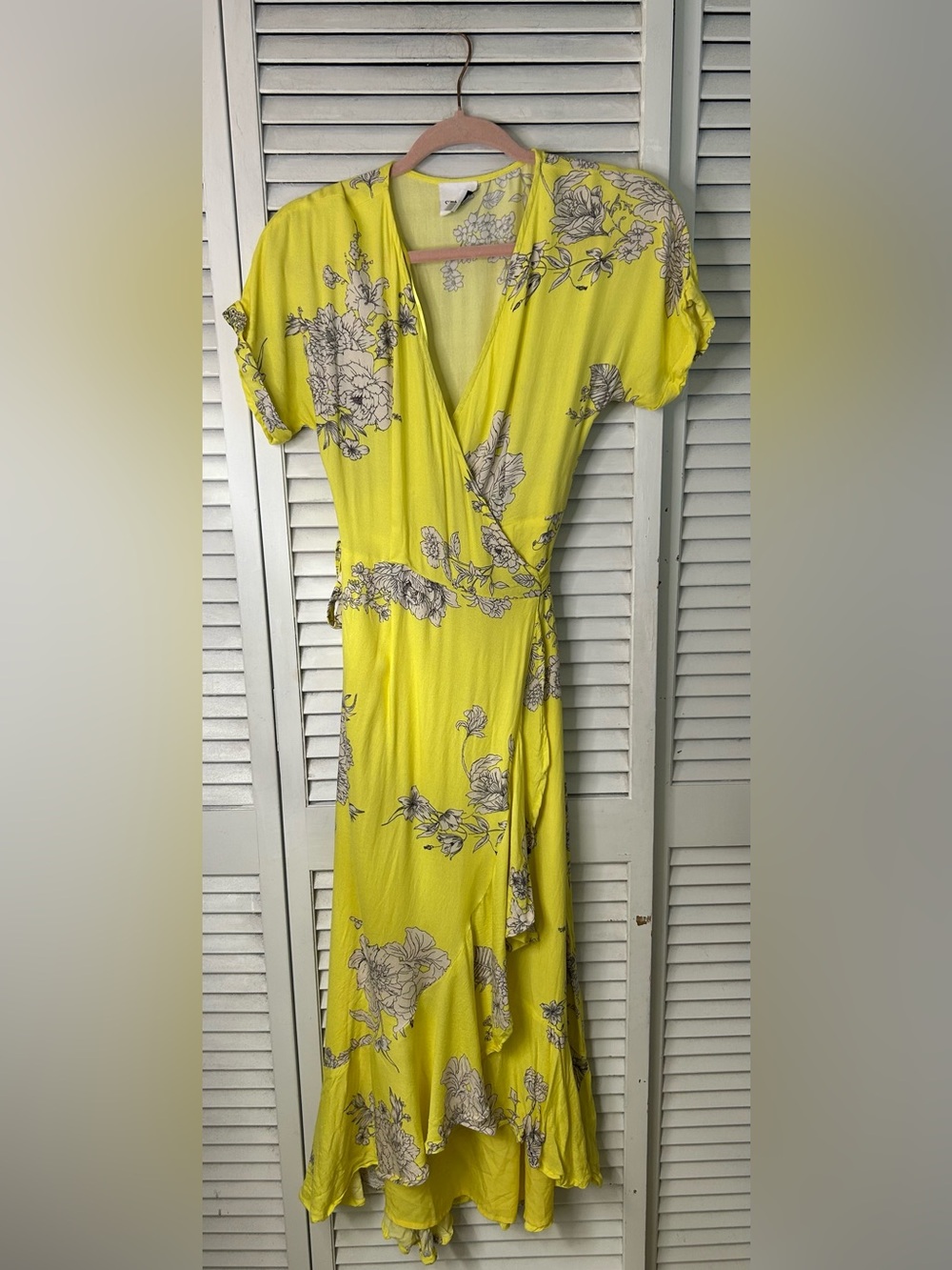 Sky To Moon Bright Yellow Floral Wrap Dress Size Small